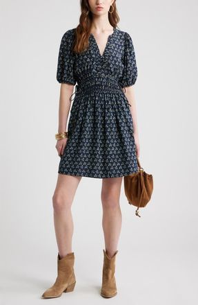 Treasure & Bond Print Puff Sleeve Minidress in Navy Garden Ditsy at Nordstrom, Size Xx-Large