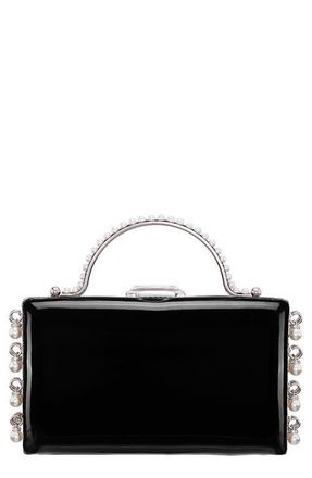 Nina Faux Pearl Dangle Minaudiere in Black at Nordstrom