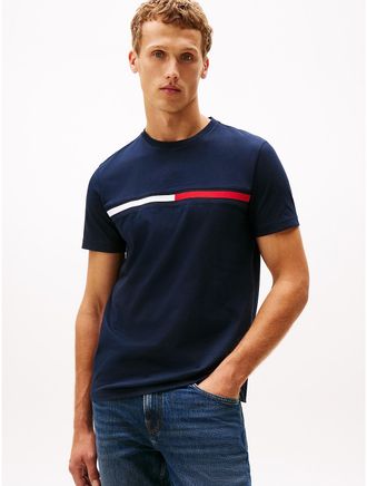 Tommy Hilfiger Mens Embroidered Flag Logo T-Shirt - Navy Blue - XXXL