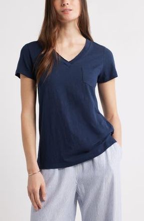 Caslon Cotton & Modal V-Neck T-Shirt in Navy Blazer at Nordstrom Rack, Size Xx-Small