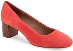 Aerosoles Ebel Block Heel Pump - Wide Width Available in Coral Suede at Nordstrom Rack, Size 6.5