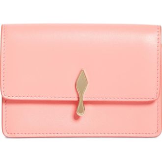 Christian Louboutin Bettina Leather Business Card Holder in Grapefruit/gold at Nordstrom