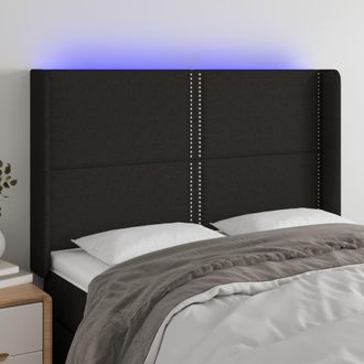 vidaXL Cabecero Con Led De Tela Negro 147x16x118/128 Cm Vidaxl