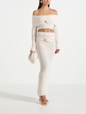 Mani&egrave;re De Voir Amy Asymmetric Midaxi Skirt With Hardware Detail in Cream at Nordstrom, Size X-Small