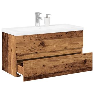 Berkfield Home Sink Cabinet with Built-in Basin Old Wood in Brown