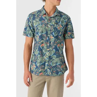 O'Neill Oasis Shirt Mens Midnight Navy Tropical Print Button Up DSGL1243