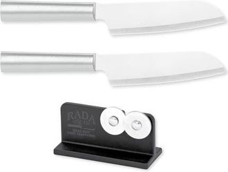 Rada Cutlery 4.75-Inch Cooks Utility Knife Set of 2 & Quick Edge Knife Sharpener in Silver at Nordstrom