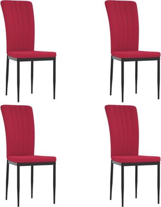 vidaXL Sillas De Comedor 4 Unidades Terciopelo Rojo Tinto Vidaxl