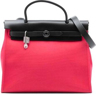 Herm&egrave;s Pre-owned Handbags, female, Pink, Size: ONE SIZE Pre-owned Canvas Shoulder Bag