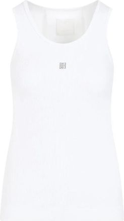 Givenchy Slim Fit Ribbed Tank Top - Dames - Tops zonder mouwen - Wit - M - Katoen - Tops
