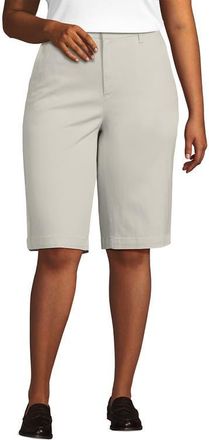 Lands End Plus Size Elastic Back Classic 12 Chino Oxford Stripe Shorts in Light Stone at Nordstrom, Size 20W