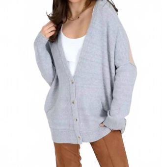 RD Style Elma Long Sleeve Cardigan In Grey/ Fawn