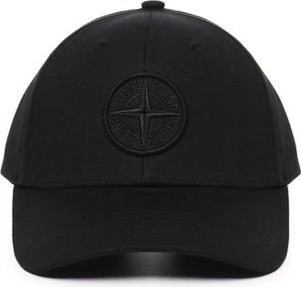 Stone Island Geborduurde Logo Pet - Heren - Petten - Zwart - ONE Size - Katoen - Accessoires