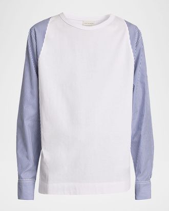 Dries Van Noten Mens Heston Hybrid Dress Shirt Long-Sleeve T-Shirt