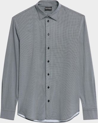 Emporio Armani Mens Interlock Jersey Micro-Dot Sport Shirt