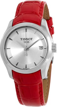 Tissot Couturier Quartz Silver Dial Red Leather Ladies Watch T035.210.16.031.01