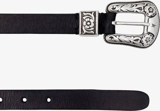 Golden Goose Womens Hip Lace Leather Belt Black Cow