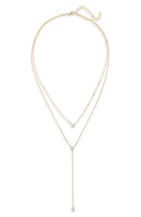 Shashi Solitaire Layered Necklace in Gold at Nordstrom