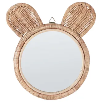 Beliani Beliani - Espejo De Pared De Rat&aacute;n Natural Beige 20 Cm Orejas Oso Moderno Infantil Ashanti