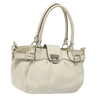 Ferragamo Tweedehands leren handtassen - Dames - Vintage Handtas - Wit - ONE Size - Leer - Vintage