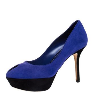 Sergio Rossi Purple Suede Cachet Platform Pumps