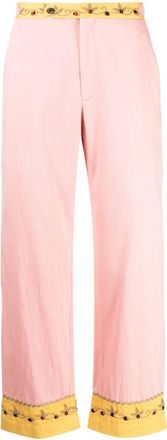 Bode crystal-embellished cropped trousers - men - Cotton - 31 - Pink