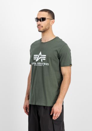 Alpha Industries T-Shirt ALPHA INDUSTRIES Basic T-Shirt, Herren, Gr. XXL, gr&uuml;n (schwarz olive), Single Jersey, Obermaterial: 100% Baumwolle, bedruckt, regular fit norm