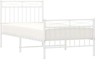 vidaXL Metal Bed Frame without Mattress with Footboard White 90x190cm Vidaxl