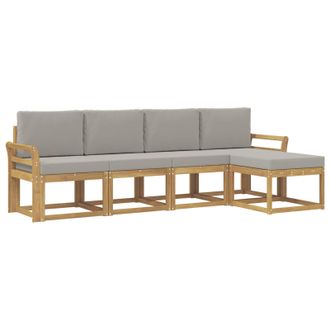 vidaXL Conjunto De Sof&aacute;s De Exterior 5 Pcs Blanco Y Gris Claro Vidaxl