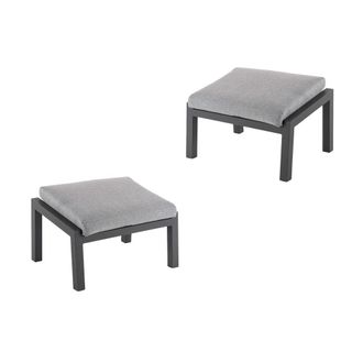 ED&Egrave;N JARD&Iacute; Pack de 2 reposapies de jard&iacute;n aluminio antracita coj&iacute;n gris