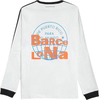 adidas x Bad Bunny DtMF Tour Merch Barcelona Long-Sleeved Relaxed T-Shirt White LH0418