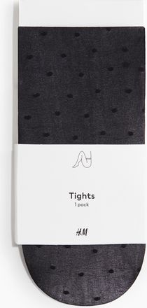 H&M Gepunktete Strumpfhose - Schwarz