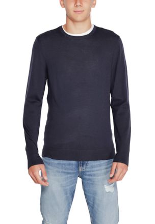 Calvin Klein Mens Crew Neck Sweater Long Sleeve - Dark Blue Wool - Size Small