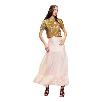 Cynthia Rowley Serafina Silk Skirt - Dames - Midirokken - Roze - 3XS - Organza - Rokken