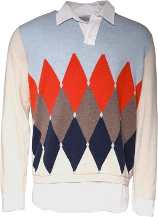 Ballantyne multi Patterned Colla Long Sleeves Pullover Mens Sweater (Pre-Owned)