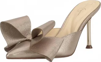 Jessica Simpson Womens Valrin Pointed Toe Mules In Golden Copper Metallic