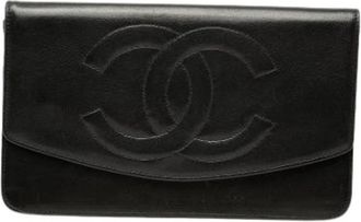 Chanel Pre-owned Long Wallet - Dames - Vintage Clutch - Zwart - ONE Size - Leer - Vintage