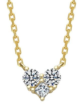 Genevive 14K Plated Cz 3-Stone Necklace