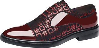 Generic Formal Shoes for Men Vintage Patent Lace-ups Derbys Comfy Soft Oxfords Square Toe Leather Shoe Block Heel Non Slip Wide Shoewear for Daily Office Wear