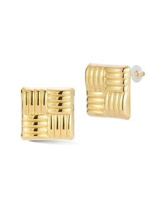 Glaze Jewelry Plated Bold Quilted Square Stud Earrings