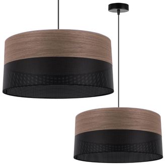 OEM L&aacute;mpara Colgante Individual, Pantalla De Chapa De Nogal, 44 Cm