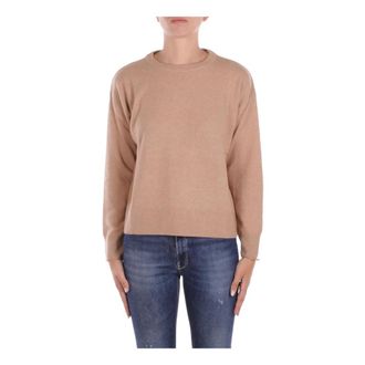 Woolrich Beige Sweaters met Cashmere Blend - Dames - Ronde hals truien - Beige - L - Wol - Truien & Vesten