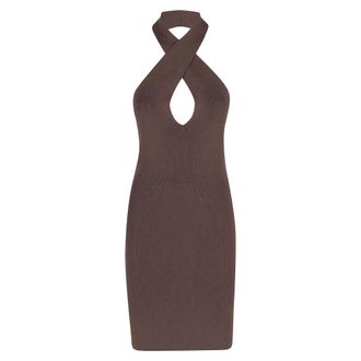 Federica Tosi Abito Corto Scollo Incrociato - female - Federica Tosi - Knitted Dresses - Brown - M - Dresses