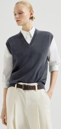 Brunello Cucinelli Cashmere sweater vest with monili in Blue at Nordstrom, Size Medium