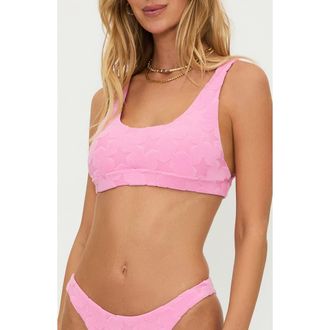 Beach Riot Peyton Textured Bikini Top in Prism Pink Star at Nordstrom Rack, Size X-Large