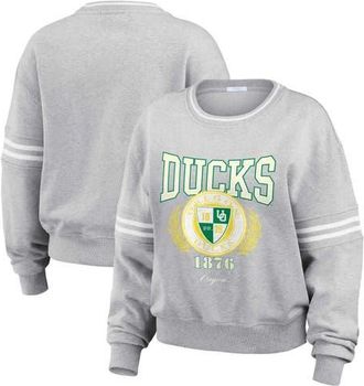 WEAR by Erin Andrews Womens WEAR by Erin Andrews Heather Gray Oregon Ducks Classic Stripe Pullover Sweater at Nordstrom, Size Xx-Large