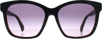 Max Mara Square Womens Black Tortoise Smoke Grey Gradient MM0042 Logo9 - One Size