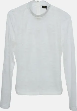 Maje White Floral Lace Semi Sheer Top