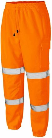 Generic Hi Vis Jogging Bottoms High Visibility Combat Cargo Thick Brush Fleece Trousers Reflective Tape Safety Work Wear Elasticated Waist Joggers Sweat Jog T