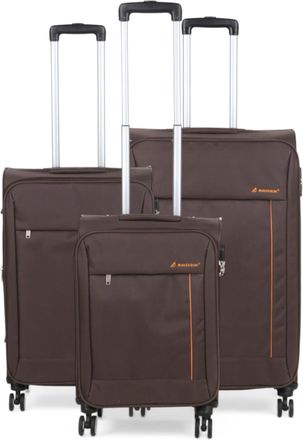 Infinity Leather Lichtgewicht bruine zachte koffers 8 wiel reisbagage